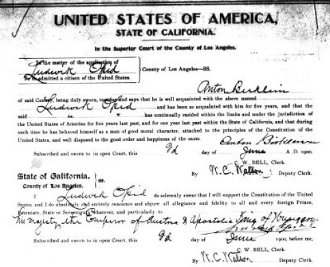 Ludwik Opid's Naturalization Certificate